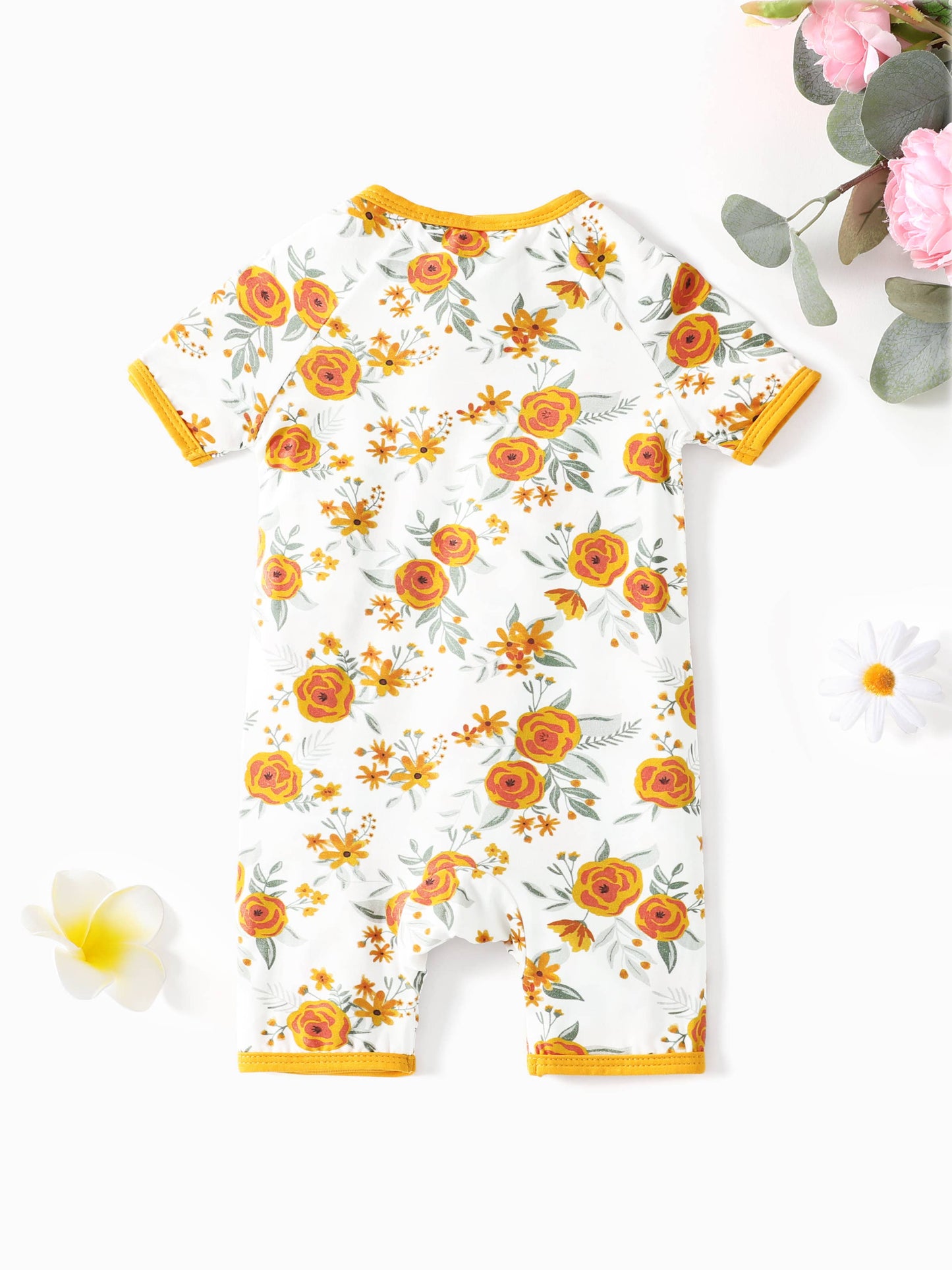 Sweet Bamboo Girl Pajamas Set orange Floral