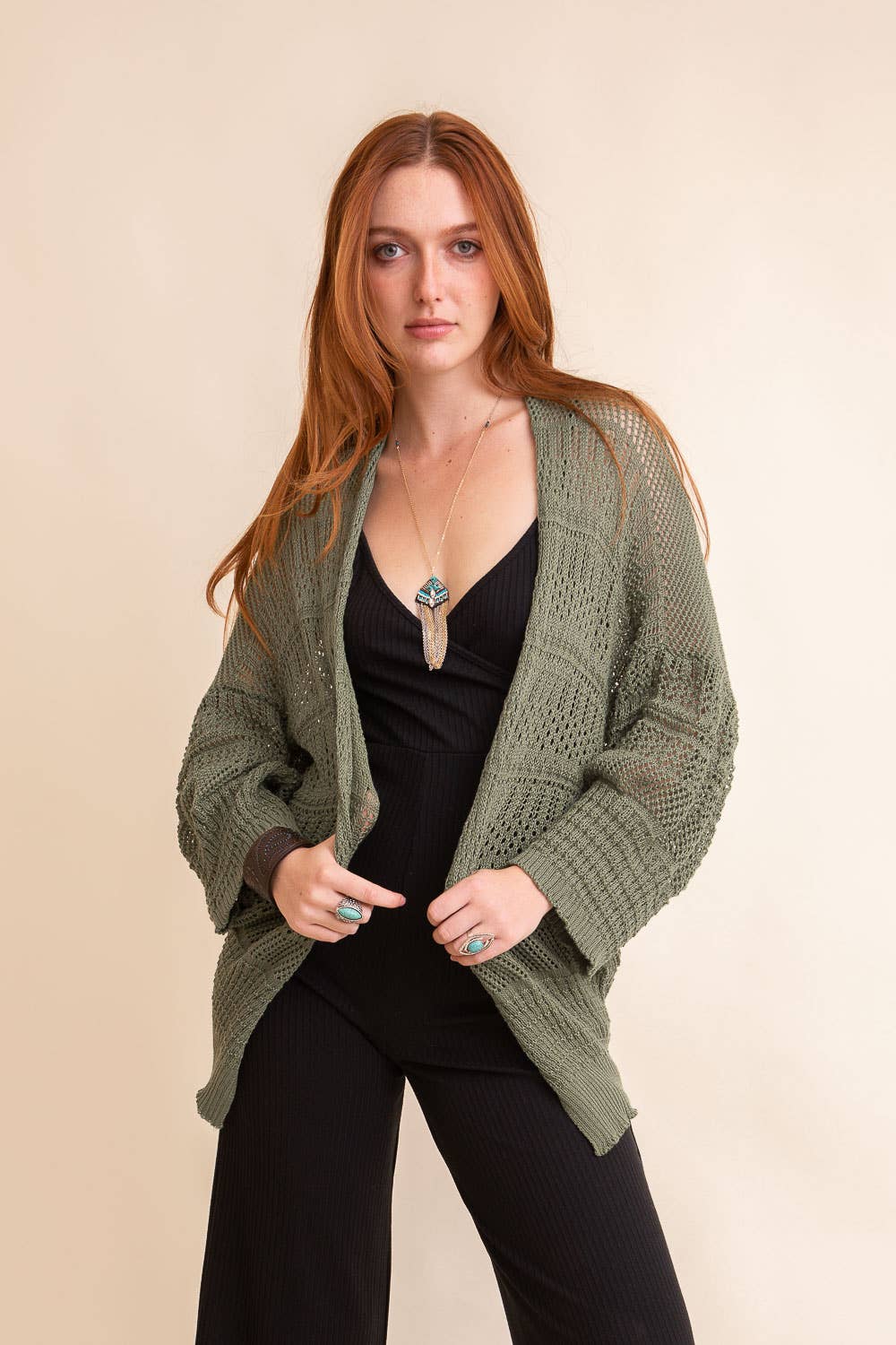 Moss Cozy Open-Front Knit Cardigan