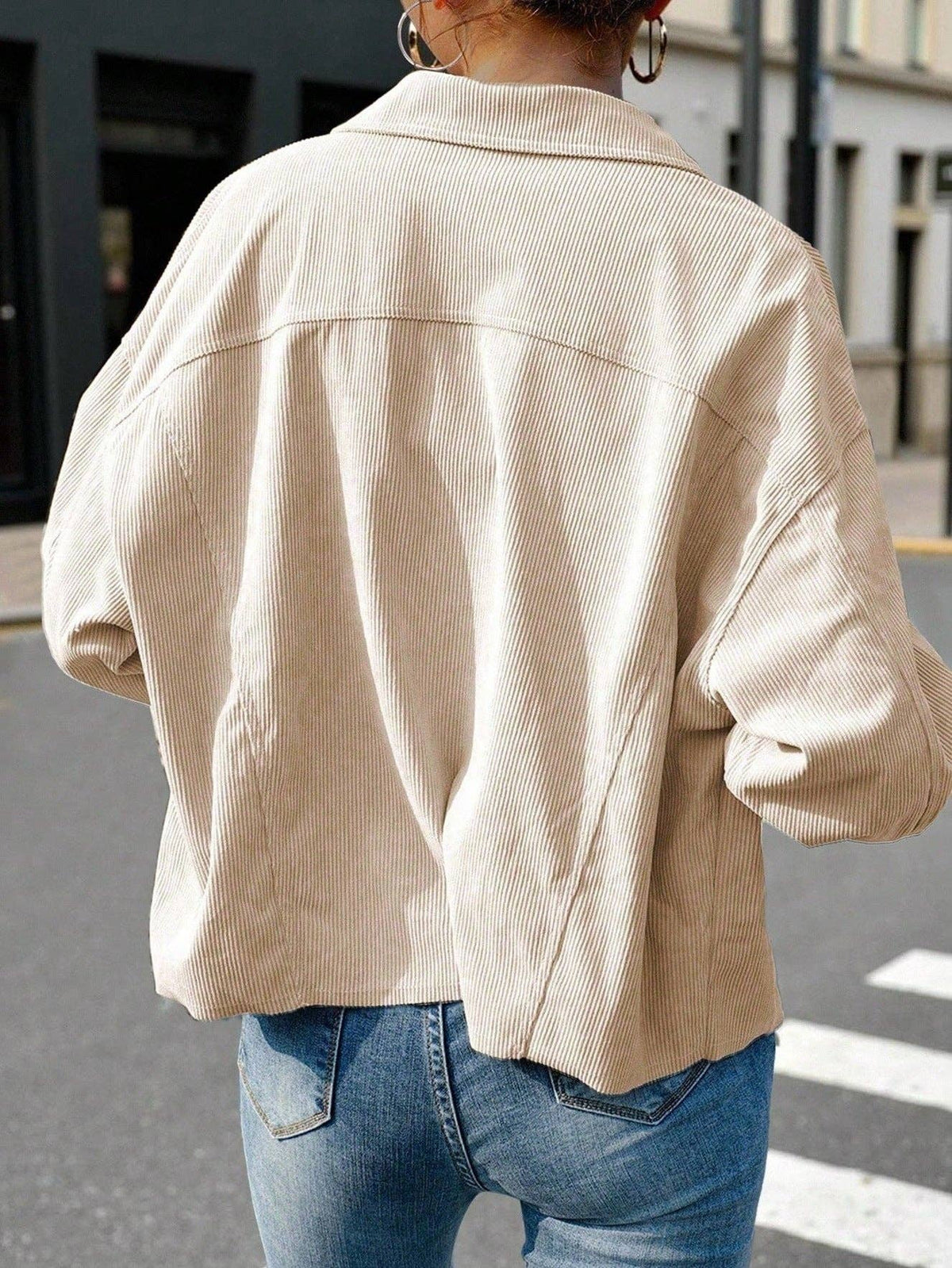 Apricot Corduroy Button Up Shacket