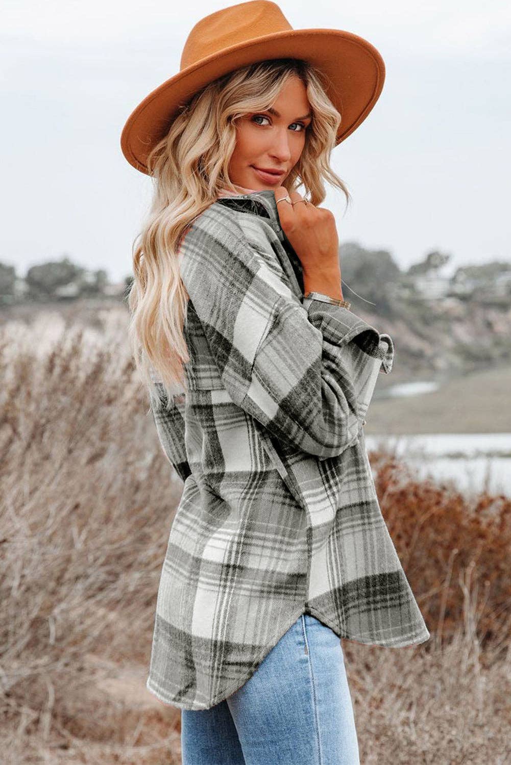 Casual grey Plaid Shacket