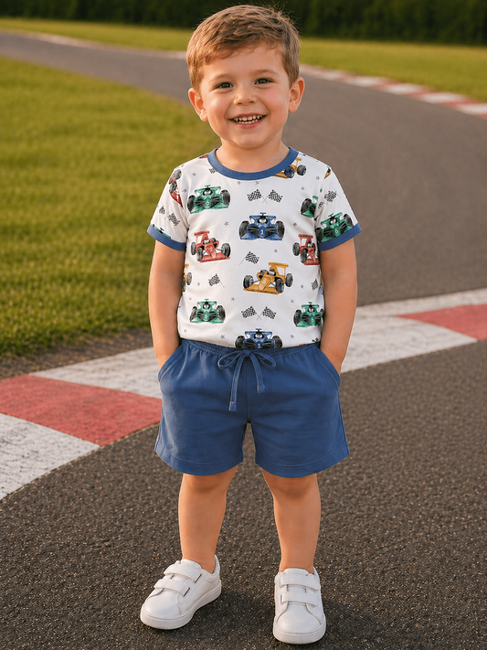 Little Racer Milk Silk 2 Piece Shorts Set