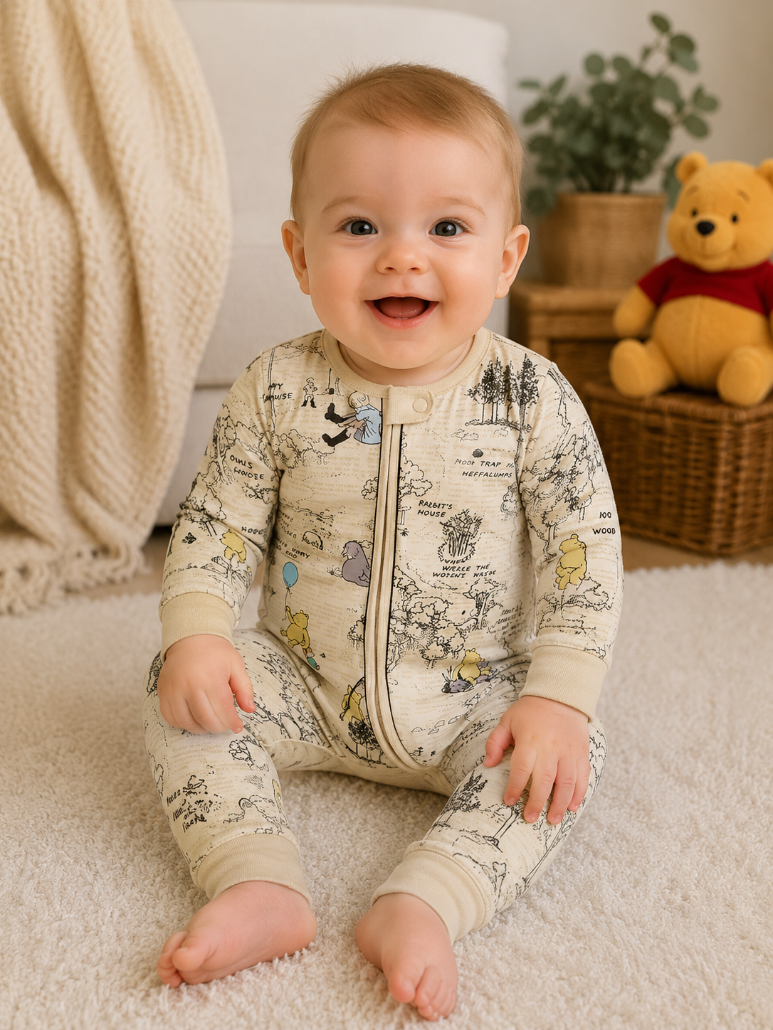 100 Acre Woods Long Sleeve Bamboo Romper