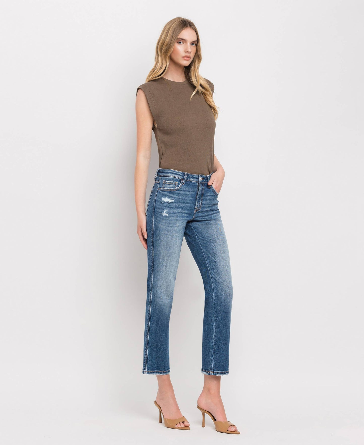 Vervet High rise crop straight jean