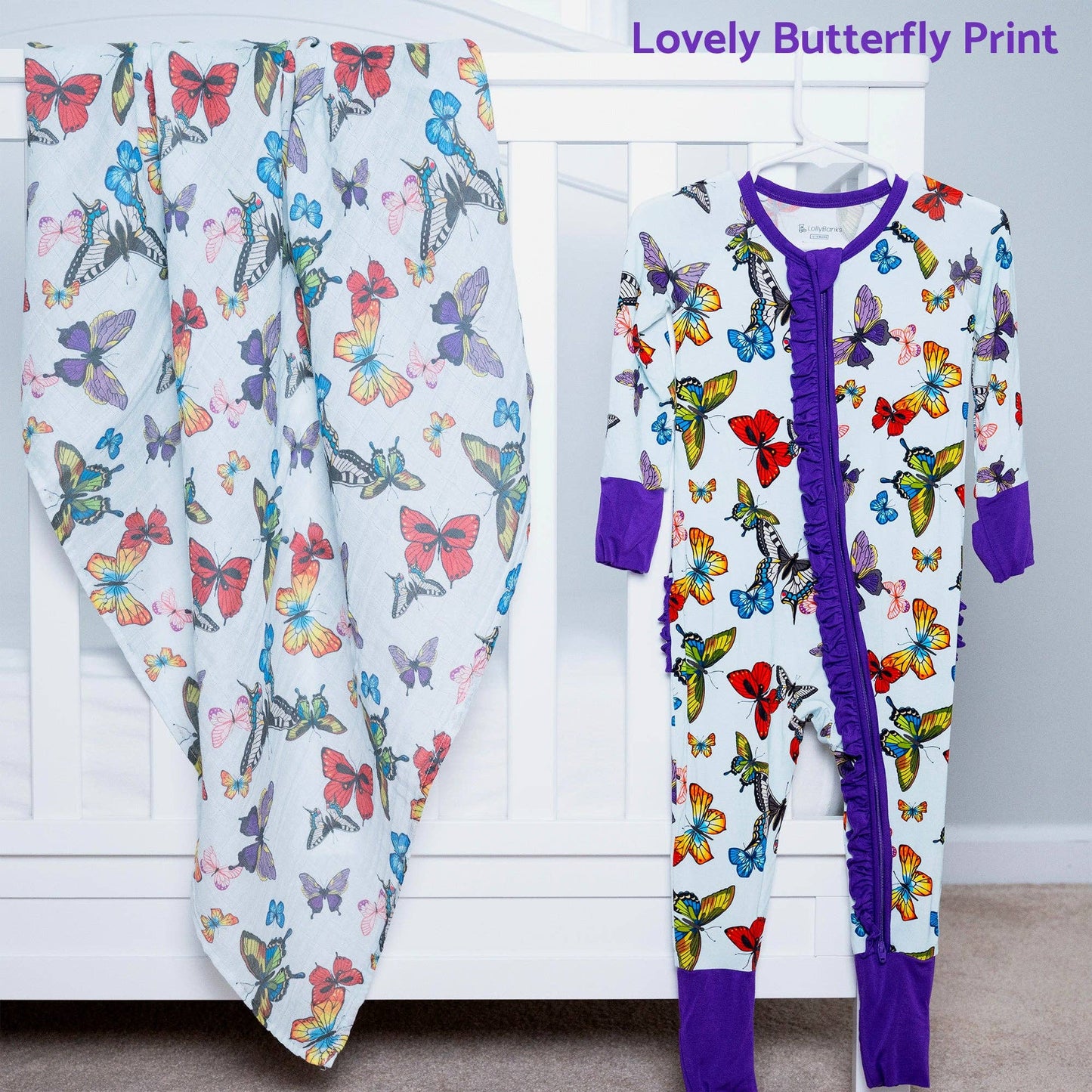 Butterfly Away Ruffle Zipper One Piece Pajama