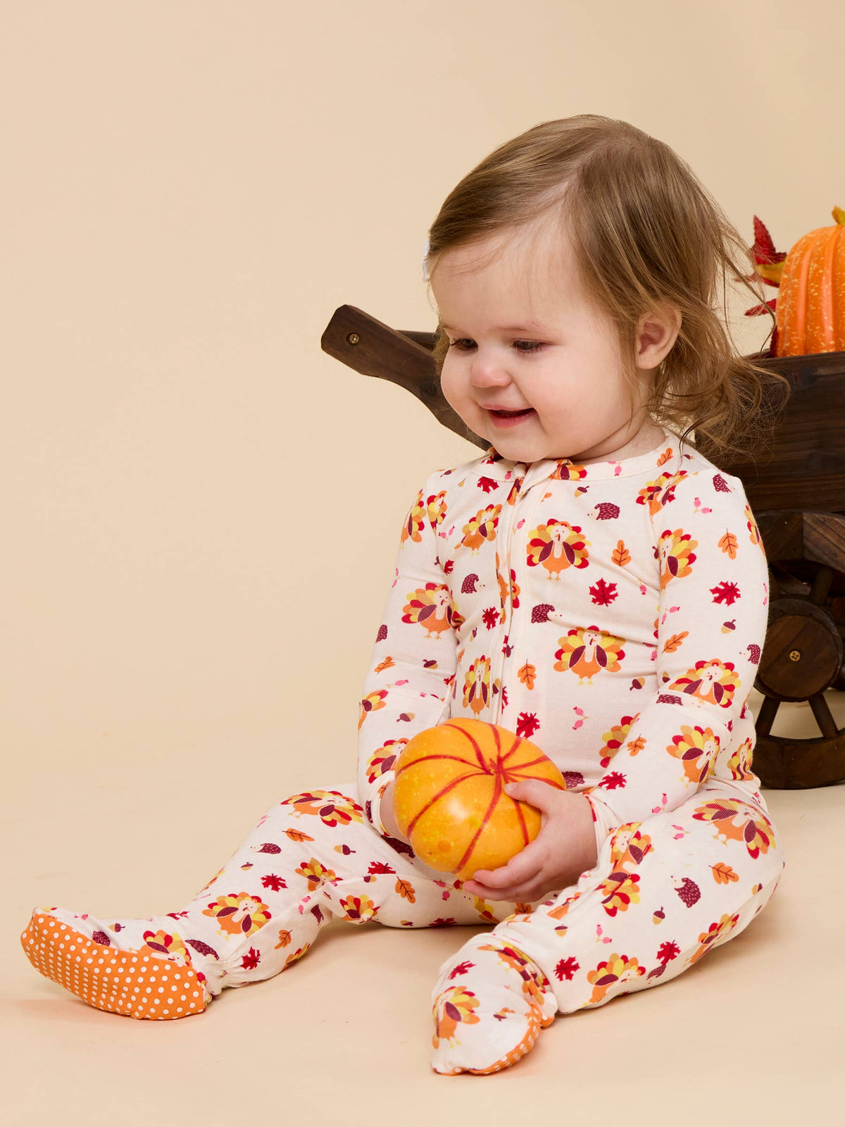 Baby Bamboo Viscose Thanksgiving Turkey Gobble Footed One Piece Pajama