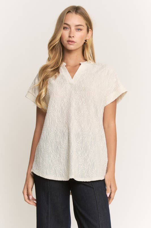 Ivory lace detail top