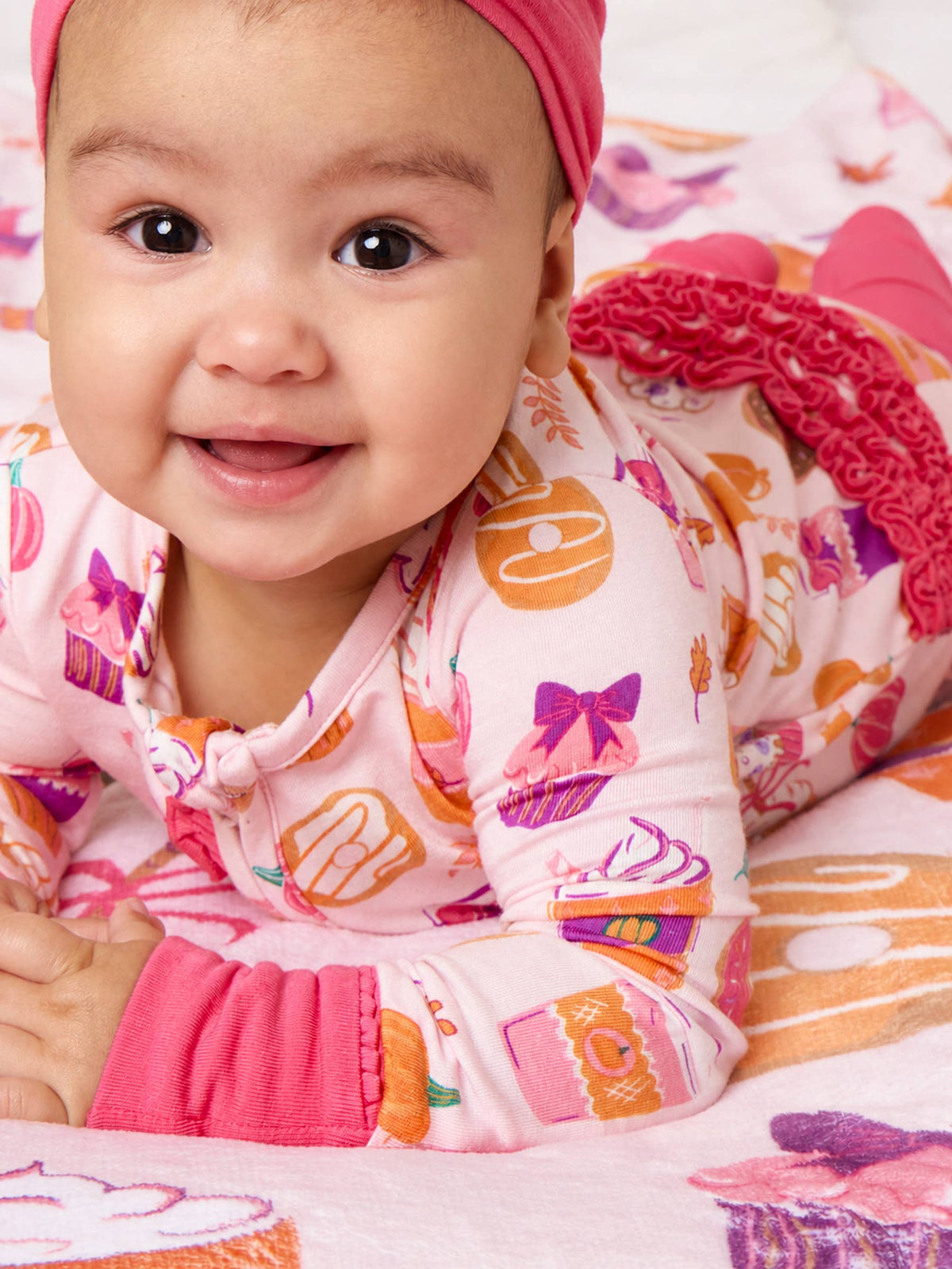 Baby Girls Bamboo Viscose Autumn Spice Convertible Ruffle One Piece Footie Pajama