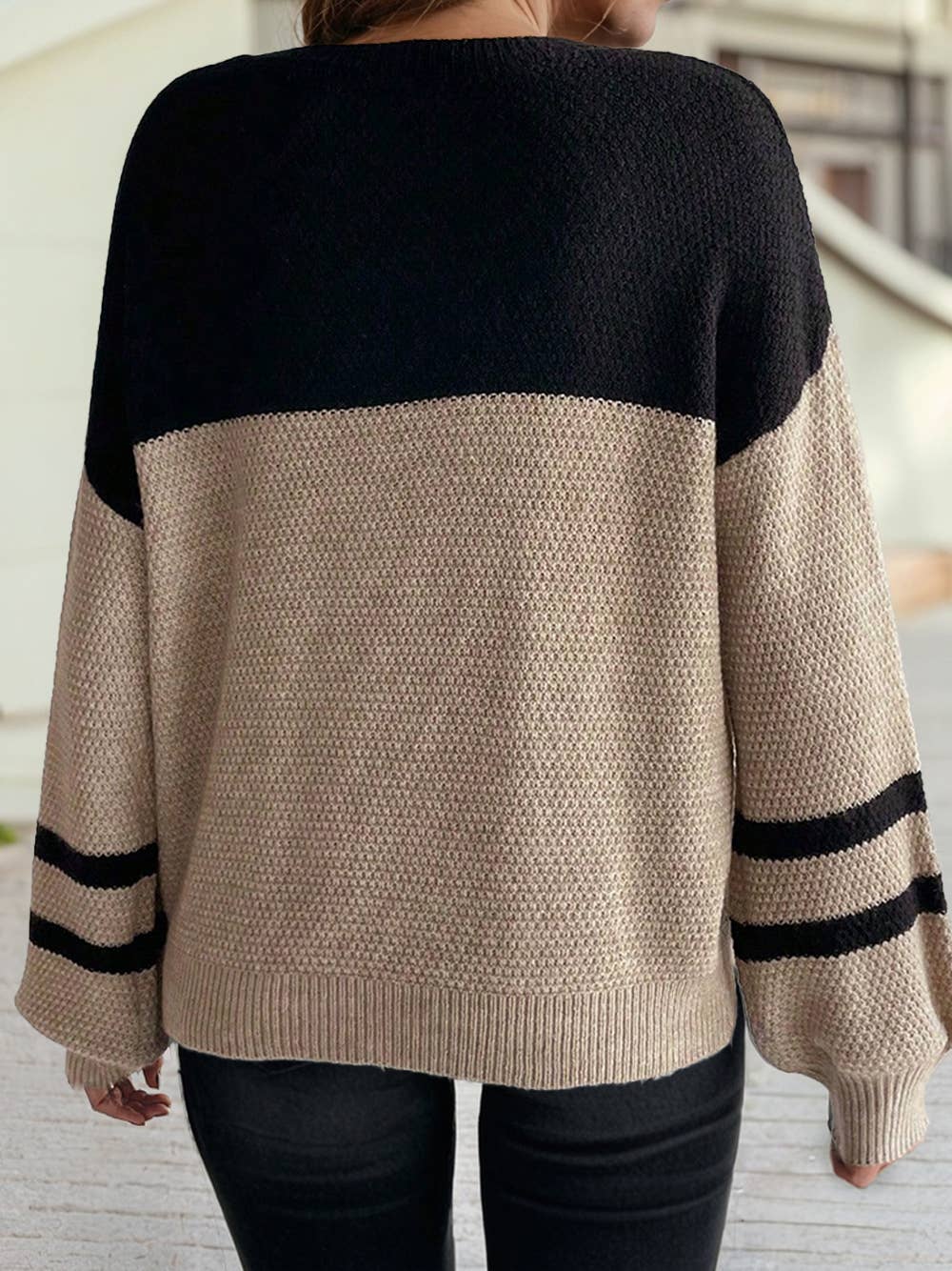 Color Block Knit Striped Sweater