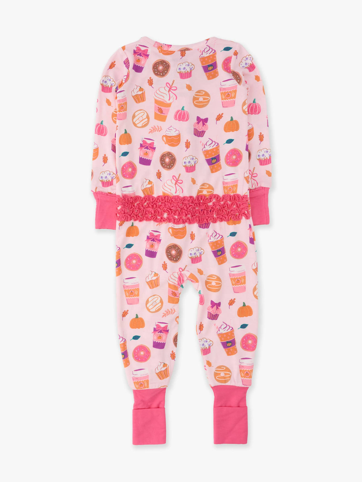 Baby Girls Bamboo Viscose Autumn Spice Convertible Ruffle One Piece Footie Pajama