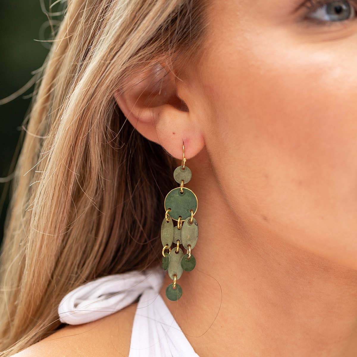 Forest Green Layered Tassel earrings