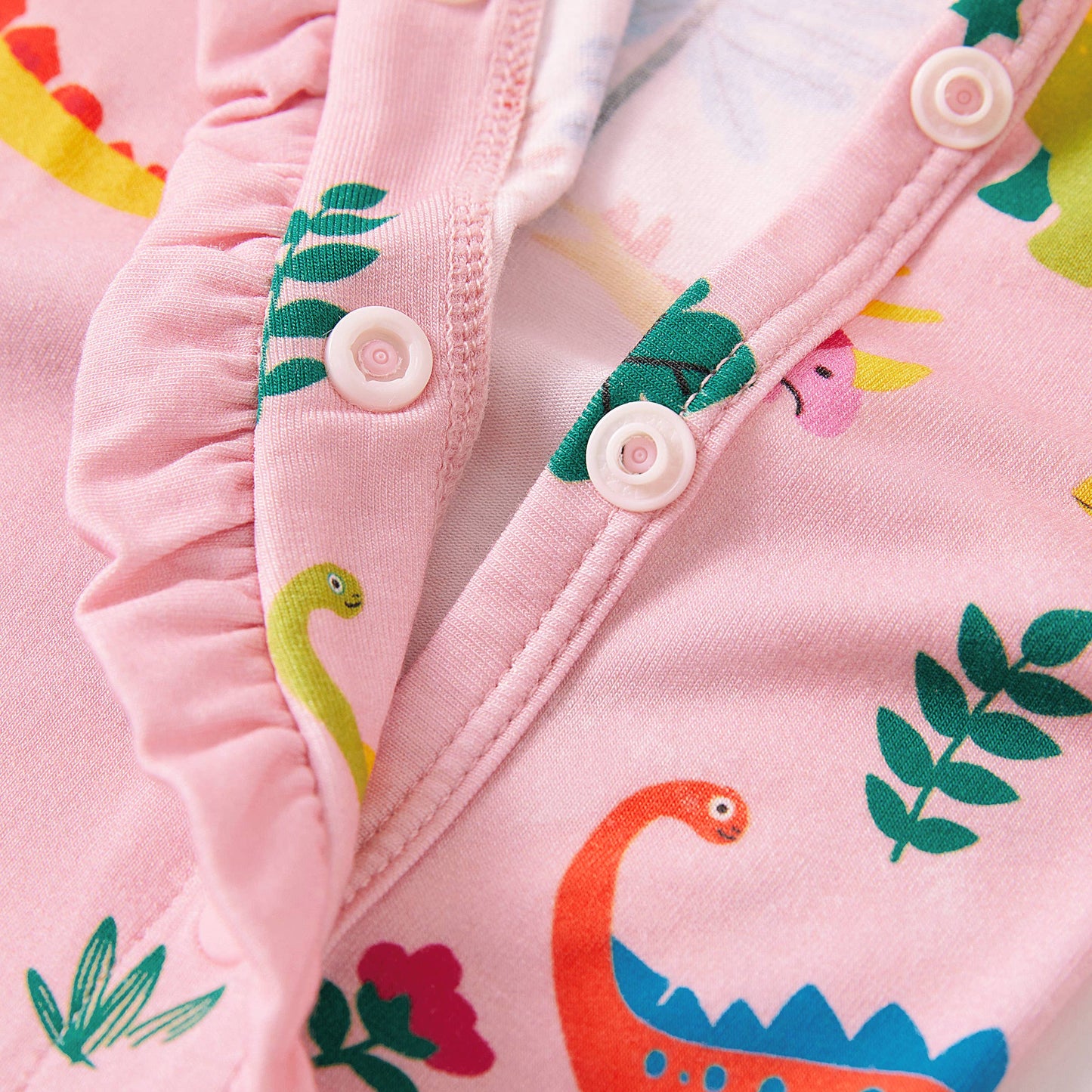 Dino Bamboo Romper Ruffled Snap Footie