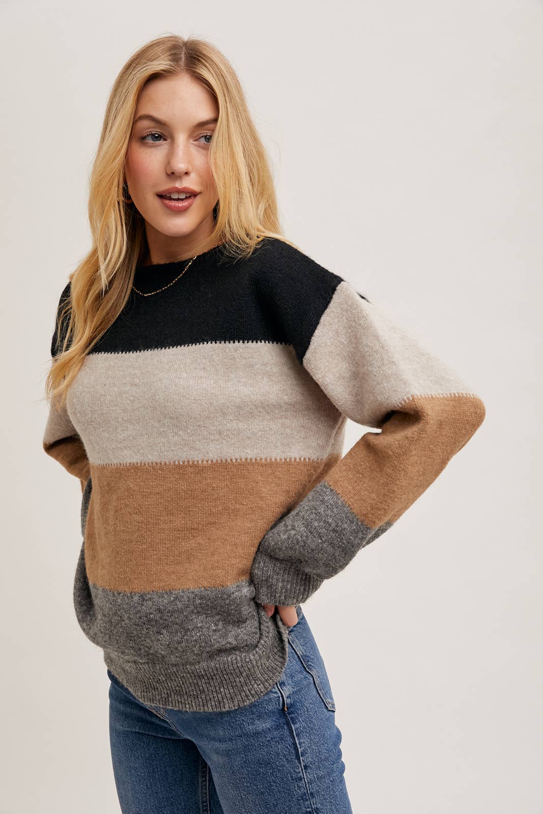 Knit color block sweater