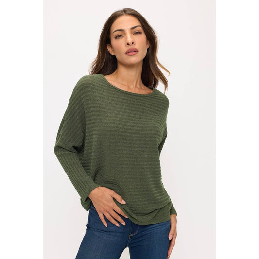 Olive oversized dolman ribbed top