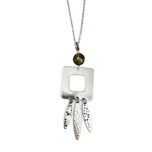 Banjara Collection Necklace - Labradorite, Silver Square