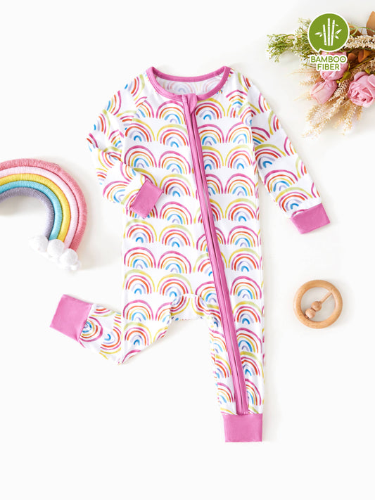 Rainbow Zip Long Sleeve Baby Jumpsuit