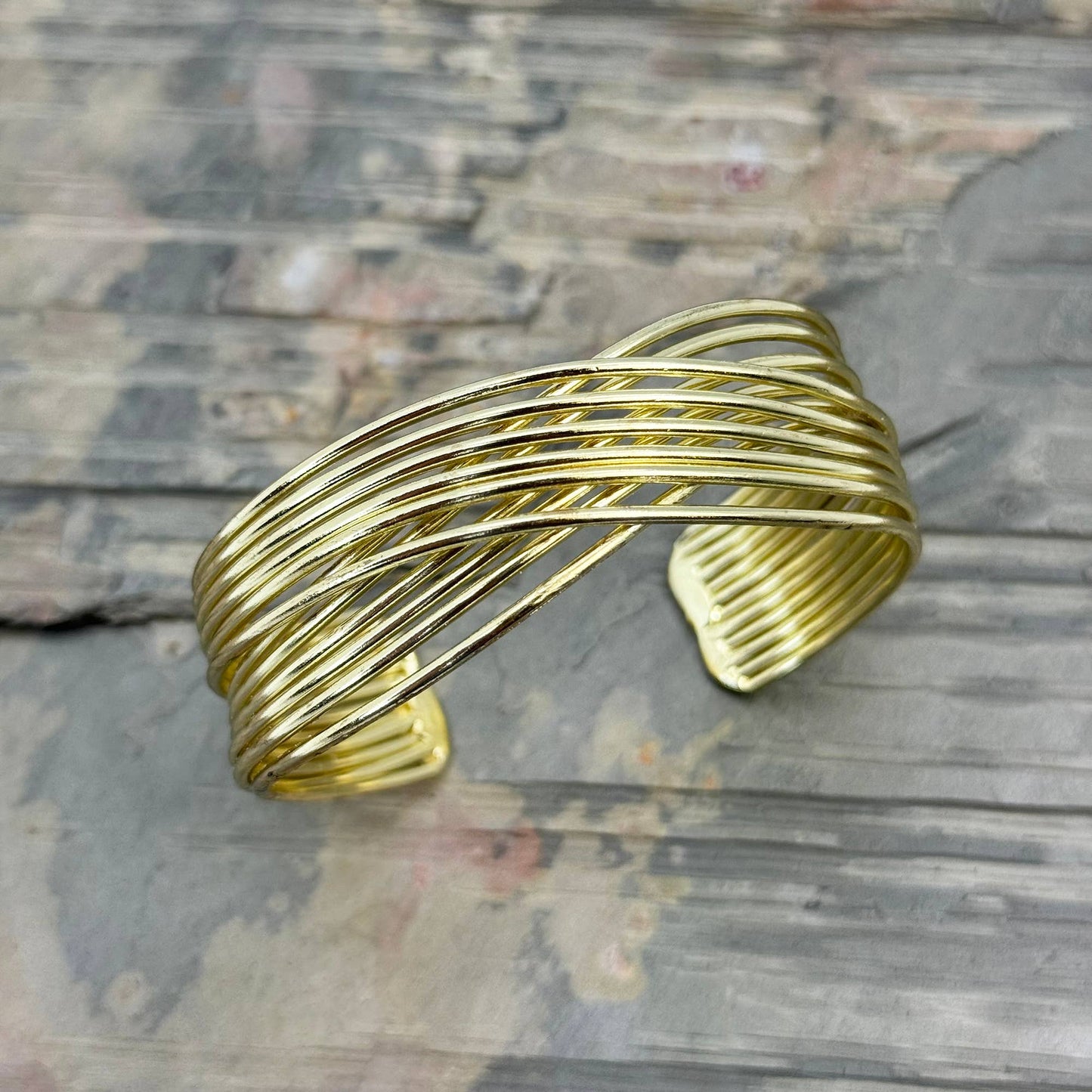 Gold Multi-Strand Wire Cuff Bracelet