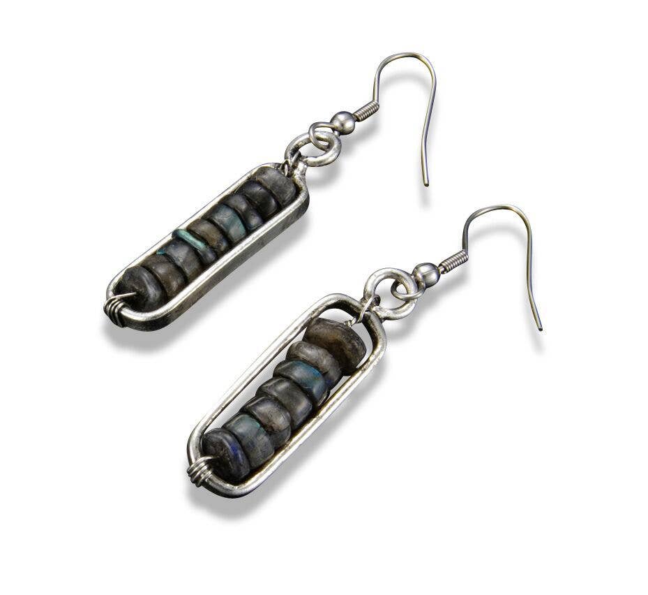 Labradorite Stones Encased Earrings