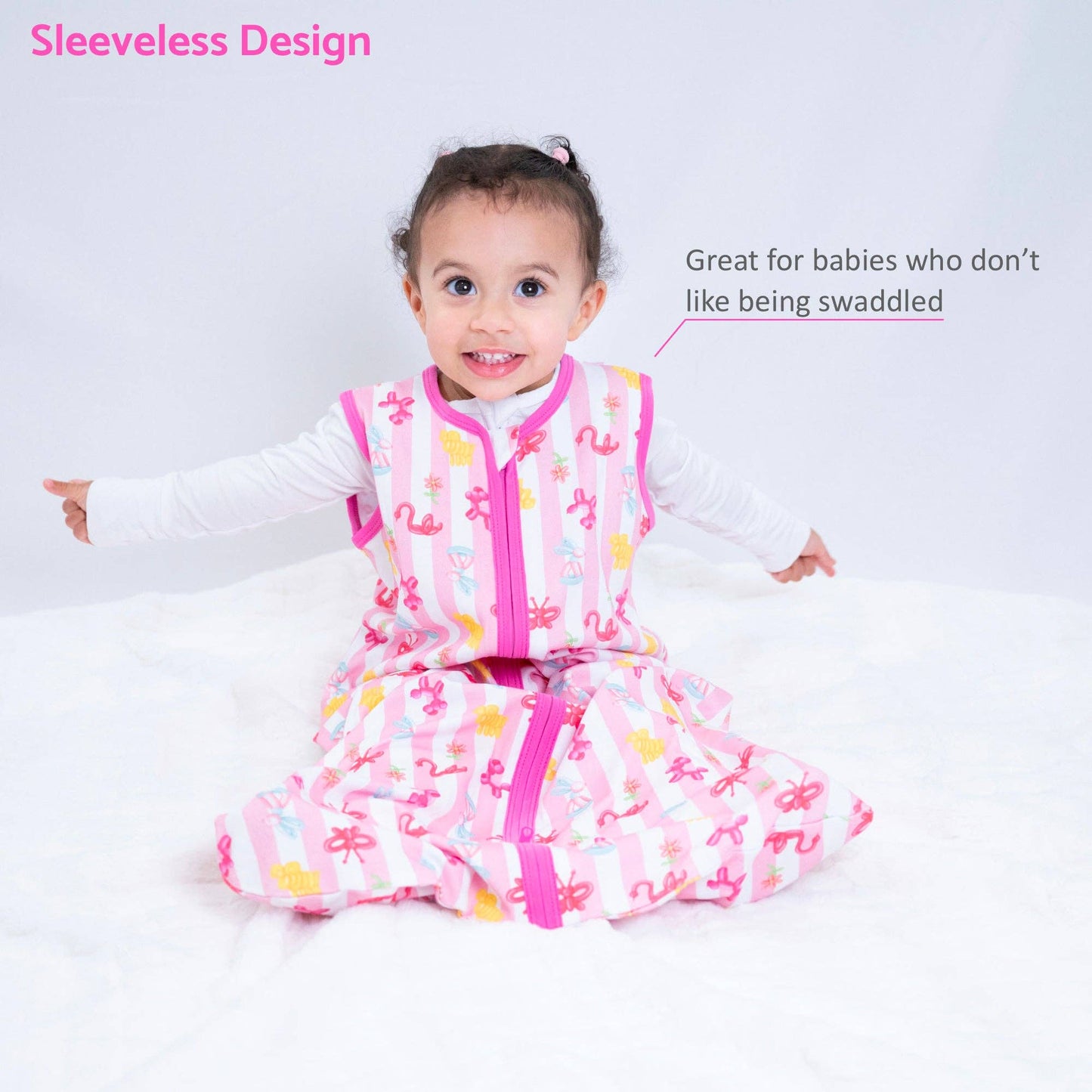 Pink Balloon Animal Organic Cotton Sleep Sack 0.5 TOG