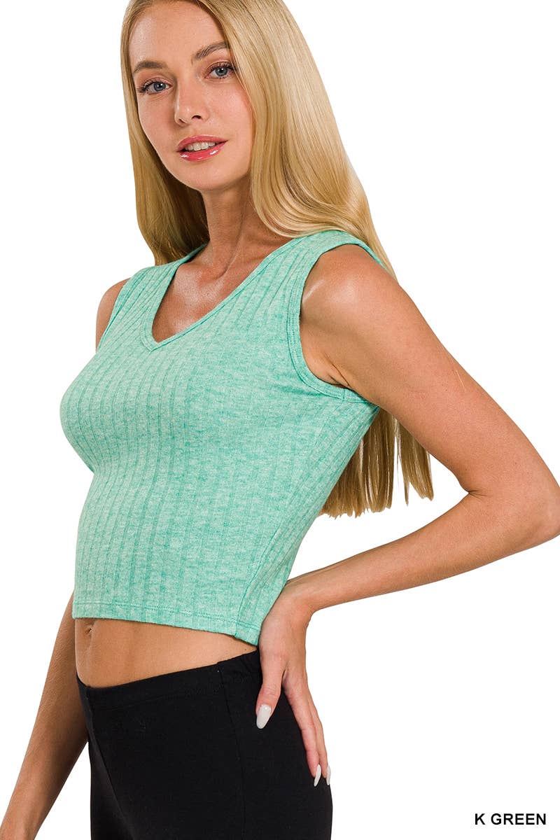 Ribbed Scoop Neck Cropped tank