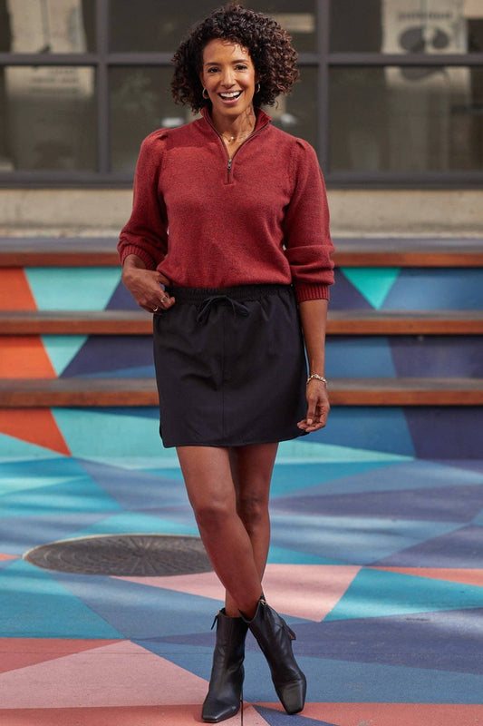 Black Dolphin Skort with Knit Under Short