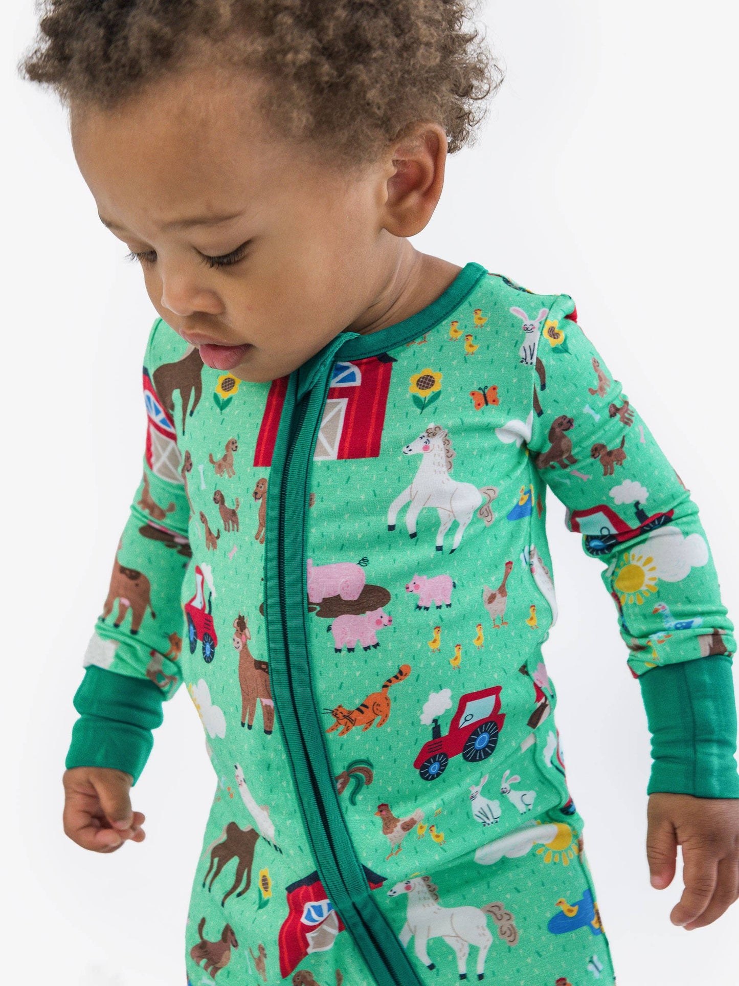 Boys Farm Friends Convertible One Piece Footie Pajama