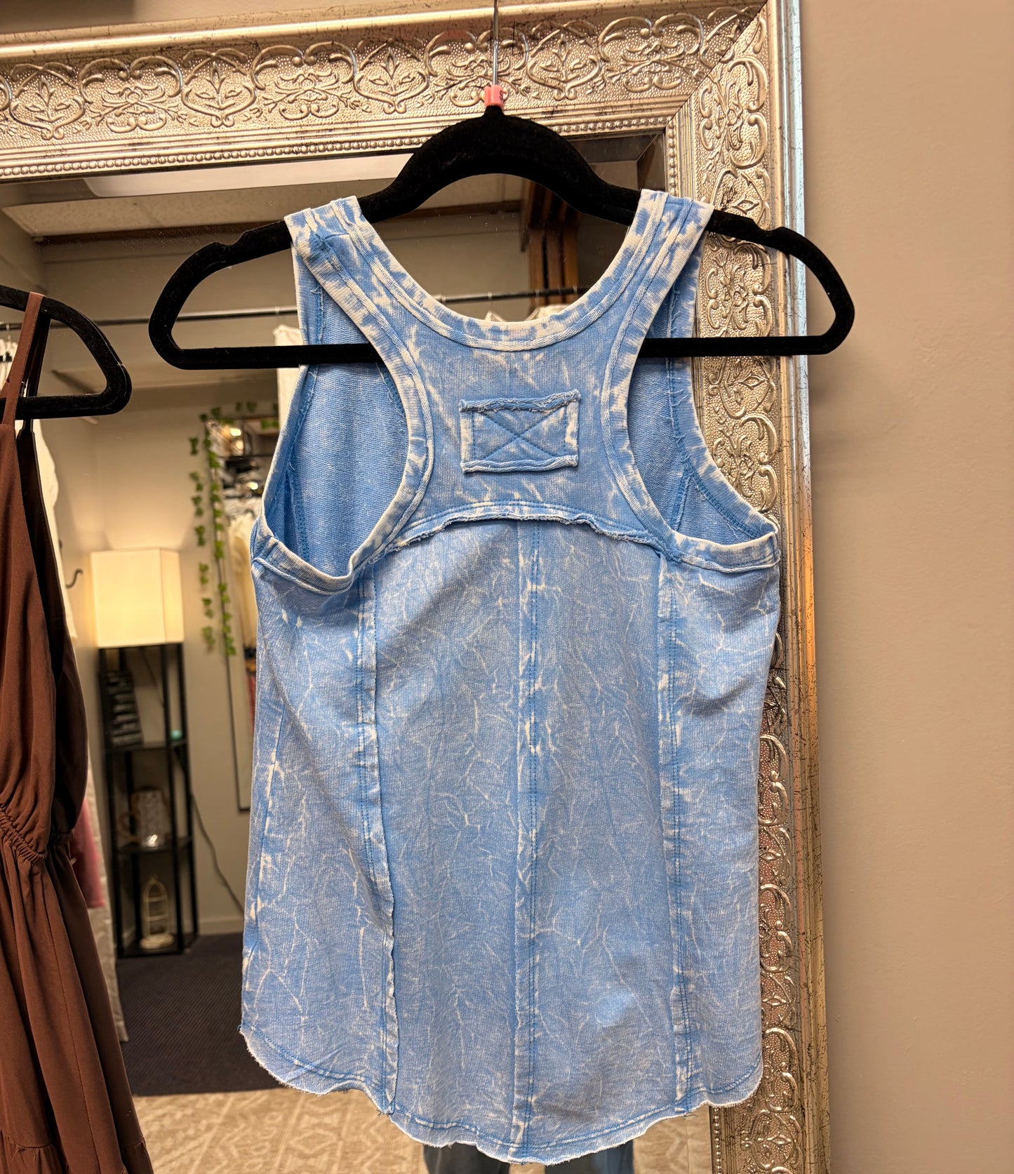 Knit Raw Hem acid wash Racerback tank