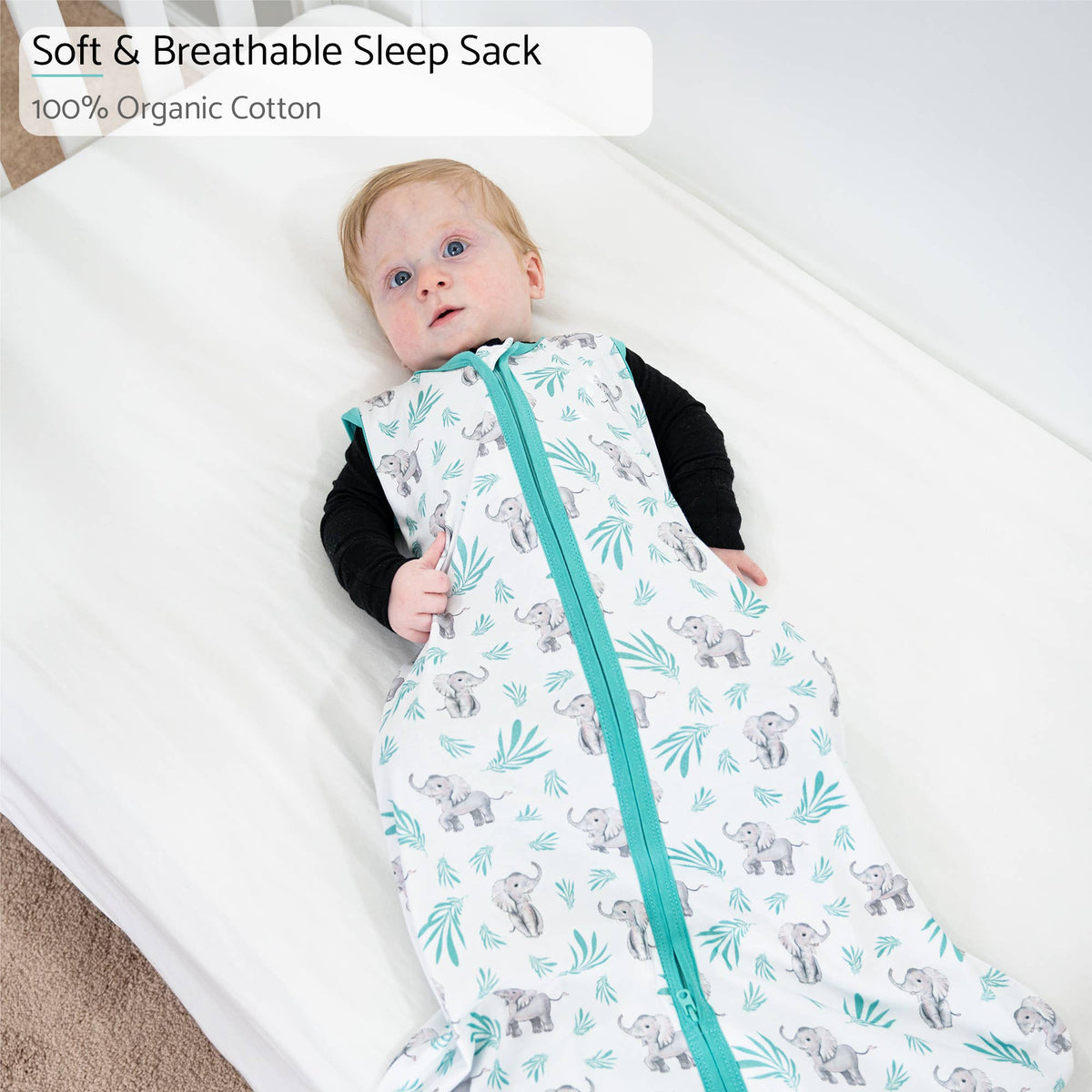Organic Cotton Sleep Sack 0.5 TOG Baby Elephant