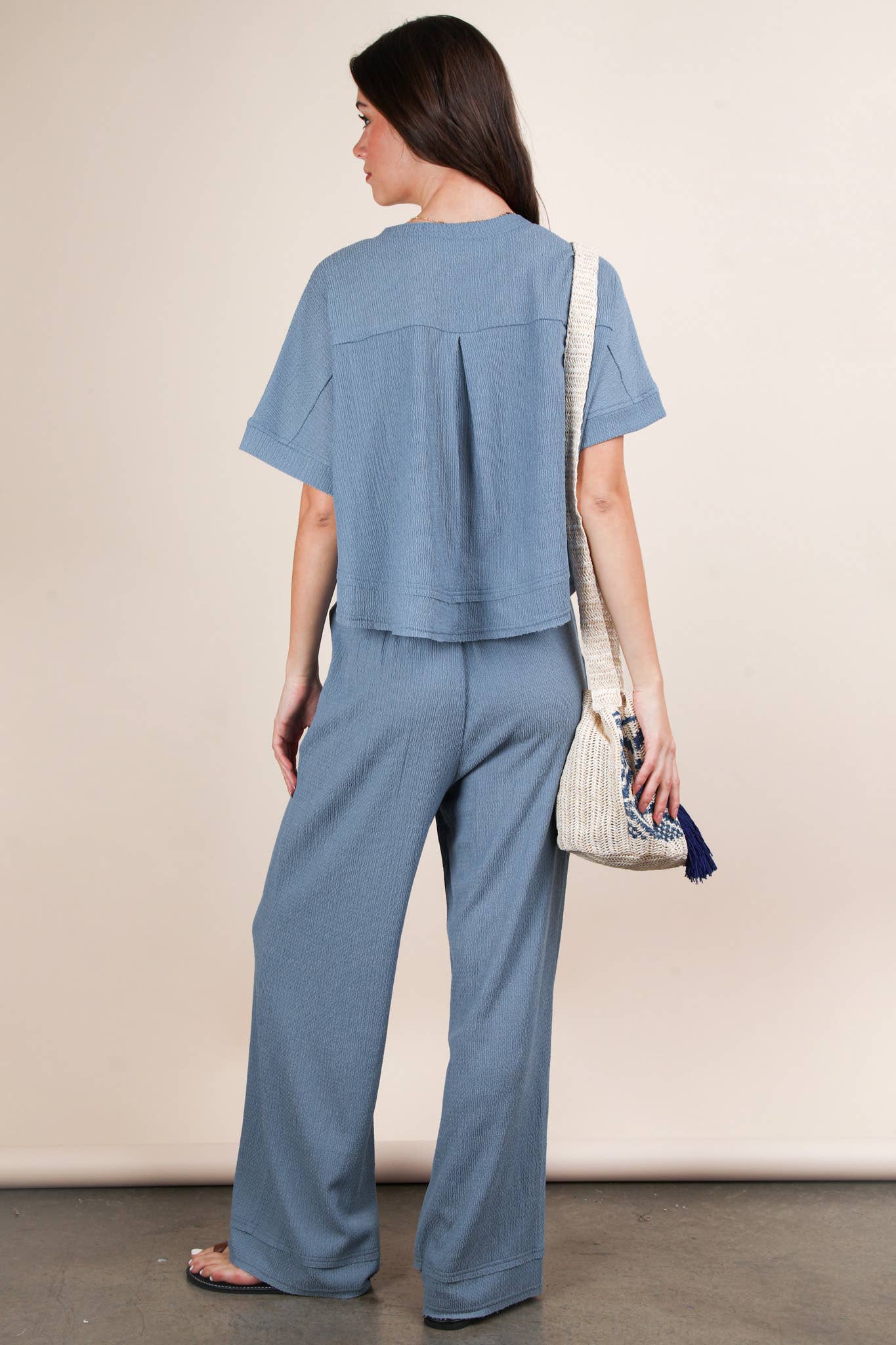 Textured Knit Casual Top & Pants Set