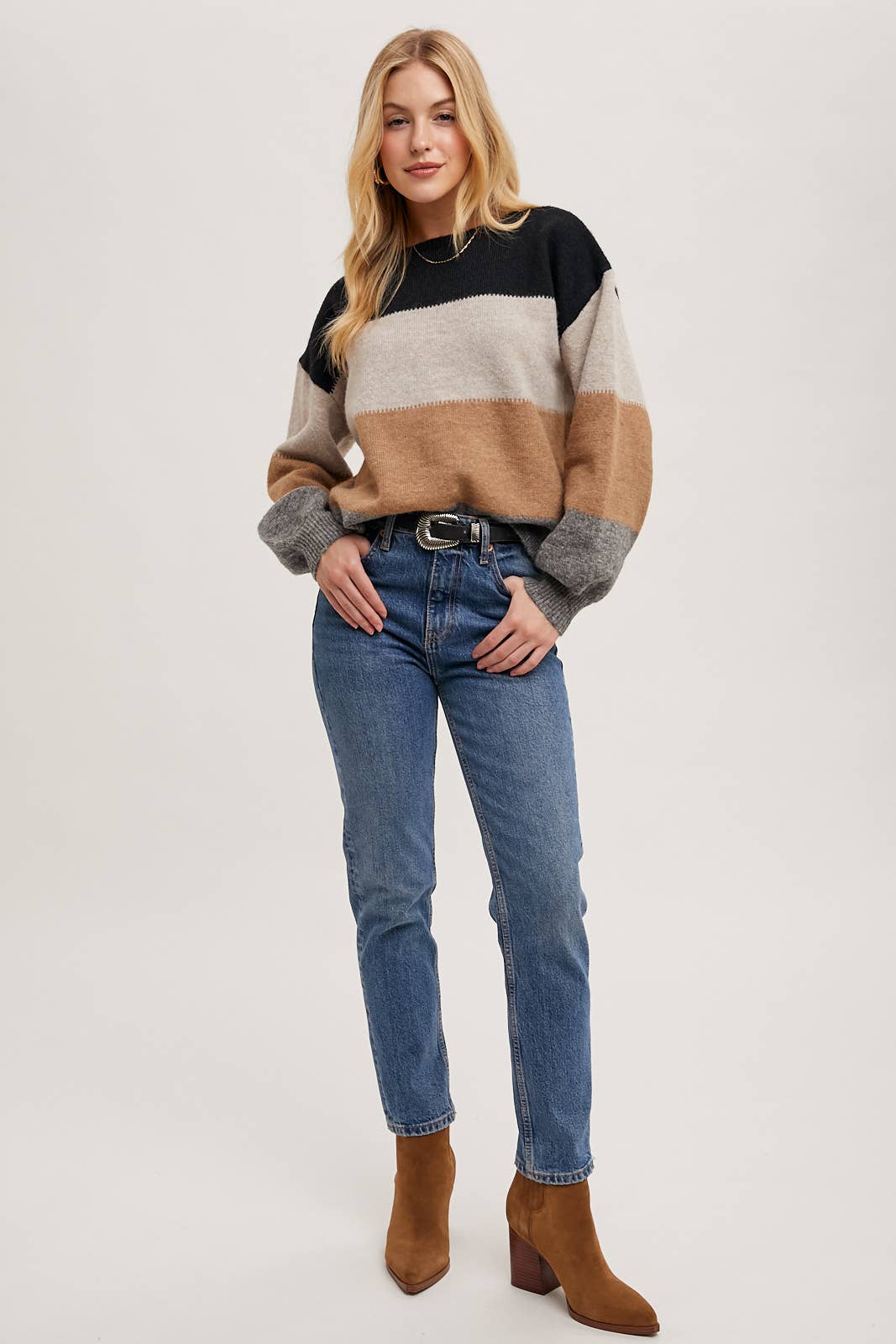 Knit color block sweater