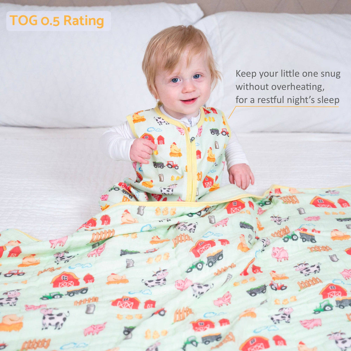 Organic Cotton Sleep Sack 0.5 TOG Little Barnyard