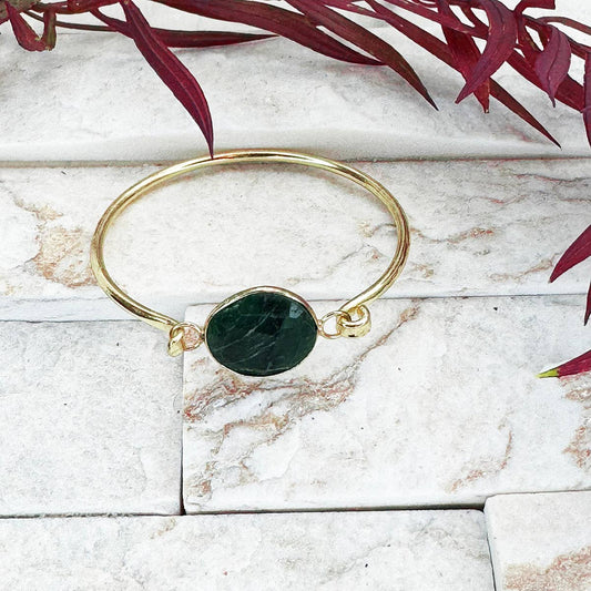 Gold Bracelet w/Semi-Precious Stone - Mica Green