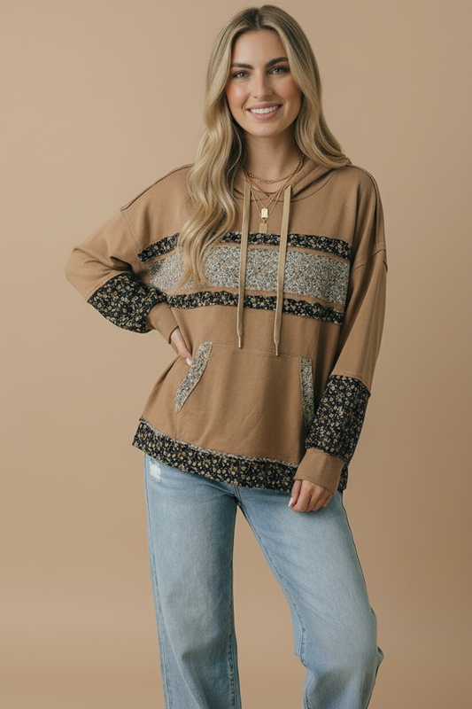 Carmel Floral Color Block Pullover top