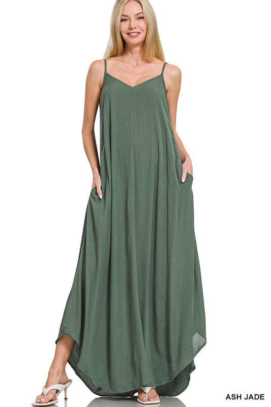Ash Jade Cami Maxi Dress W/ Side Pockets