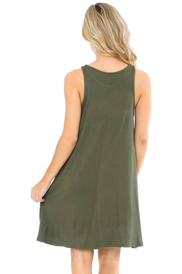 Olive tank dress w/pockets