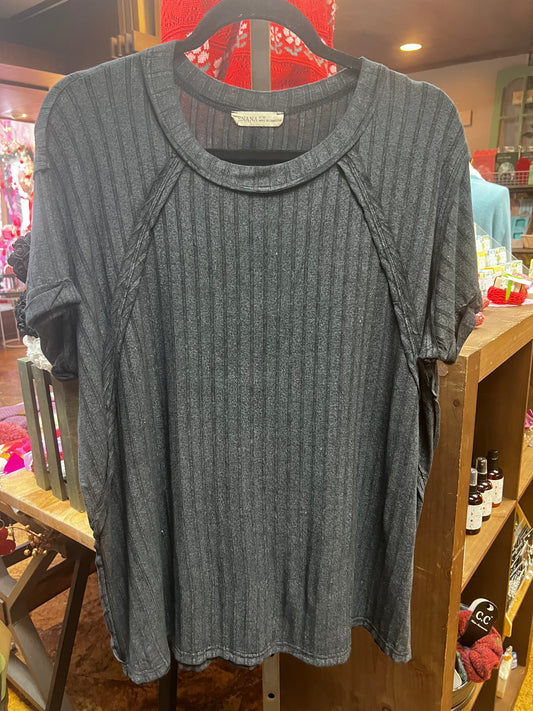 Acid washed ribbed top