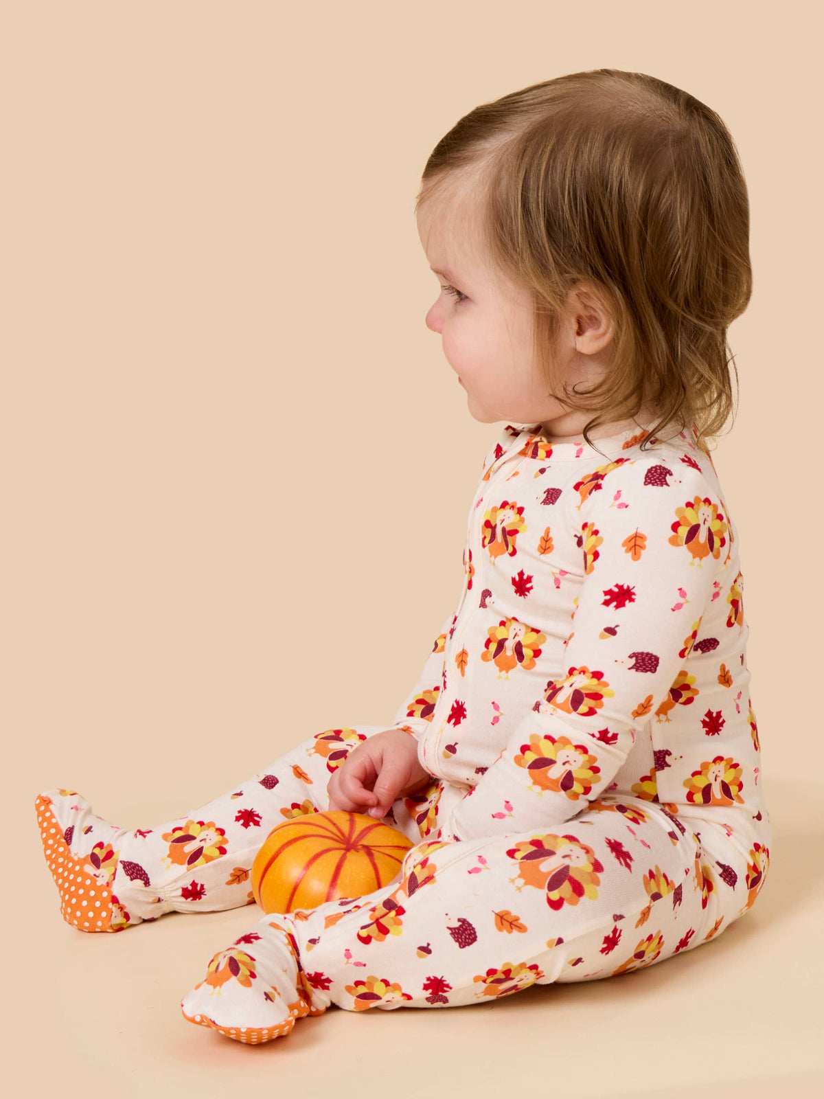 Baby Bamboo Viscose Thanksgiving Turkey Gobble Footed One Piece Pajama