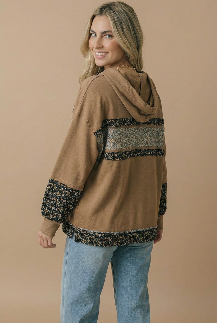 Carmel Floral Color Block Pullover top
