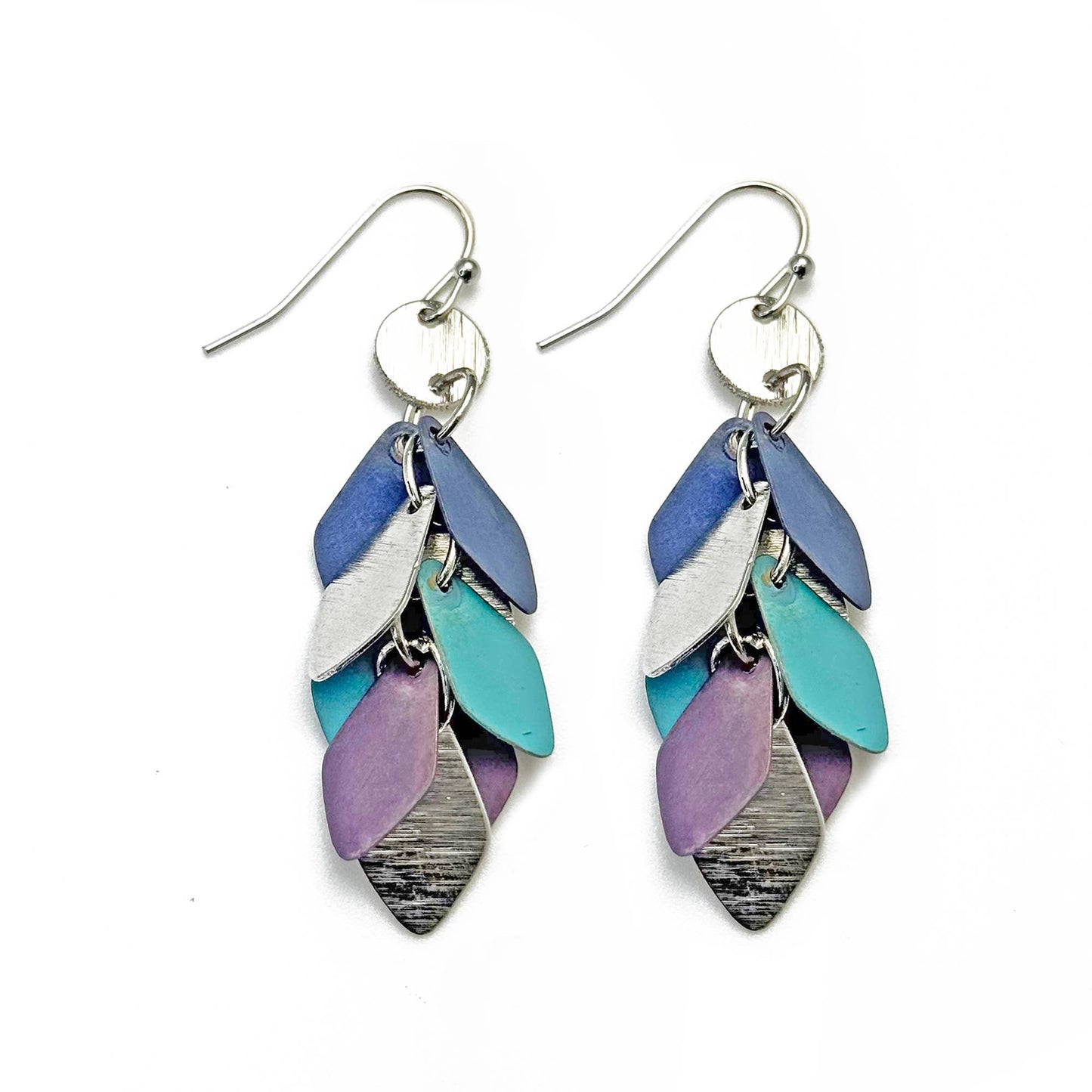 Cool Patina Angular Leaf Dangle Earrings