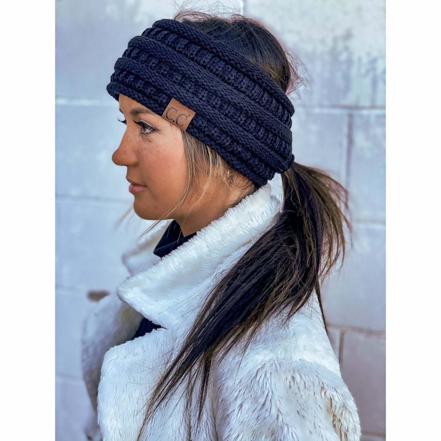 Solid Ribbed Ponytail Headband