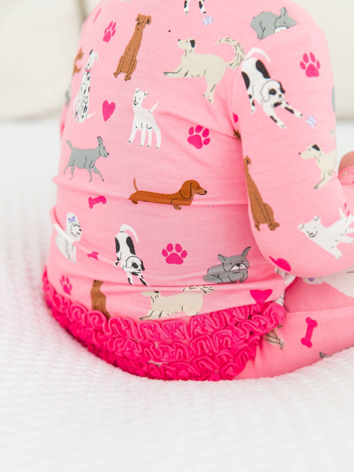 Pink Puppy Playtime Footed Ruffle One Piece Pajama