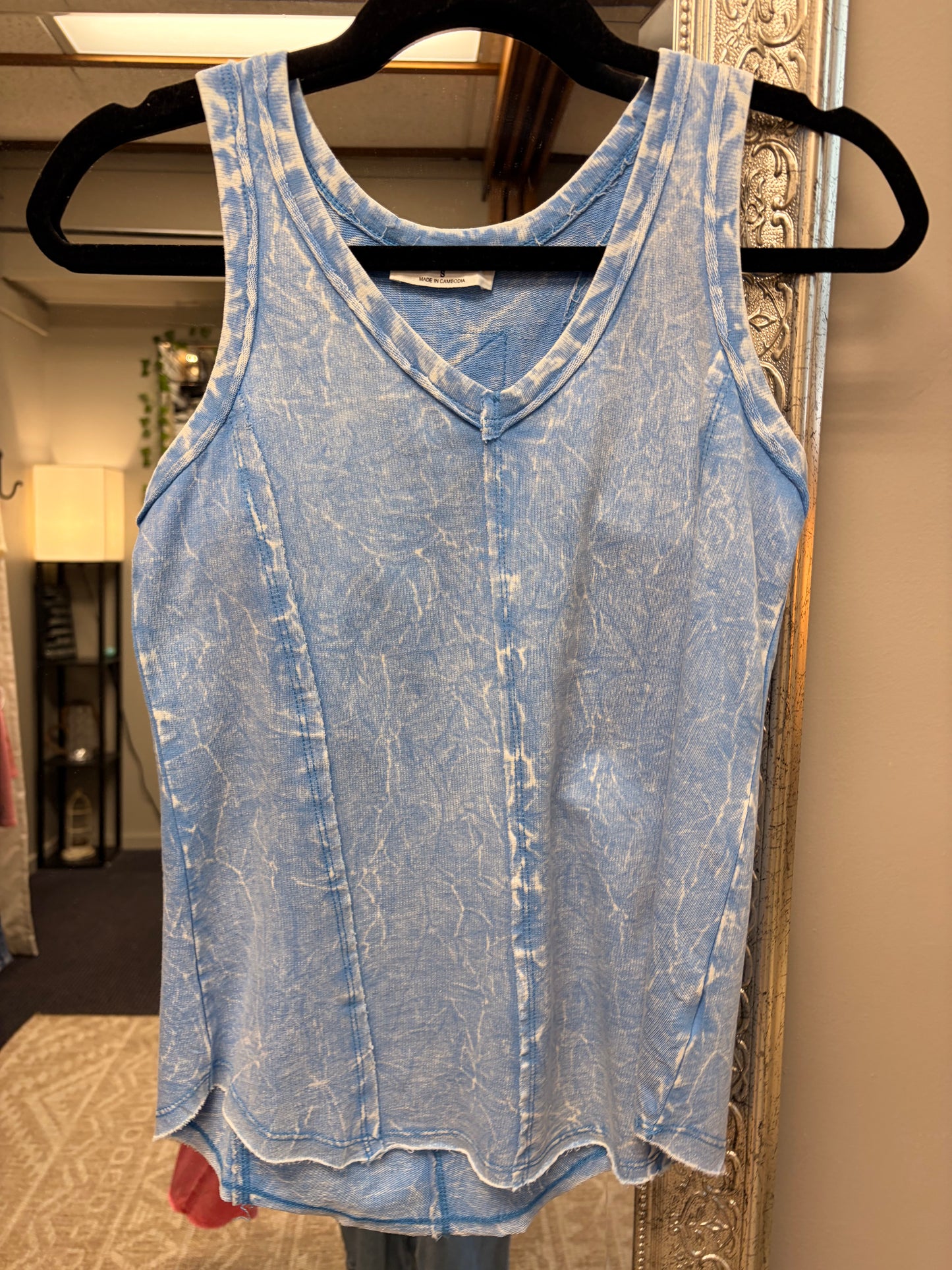Knit Raw Hem acid wash Racerback tank
