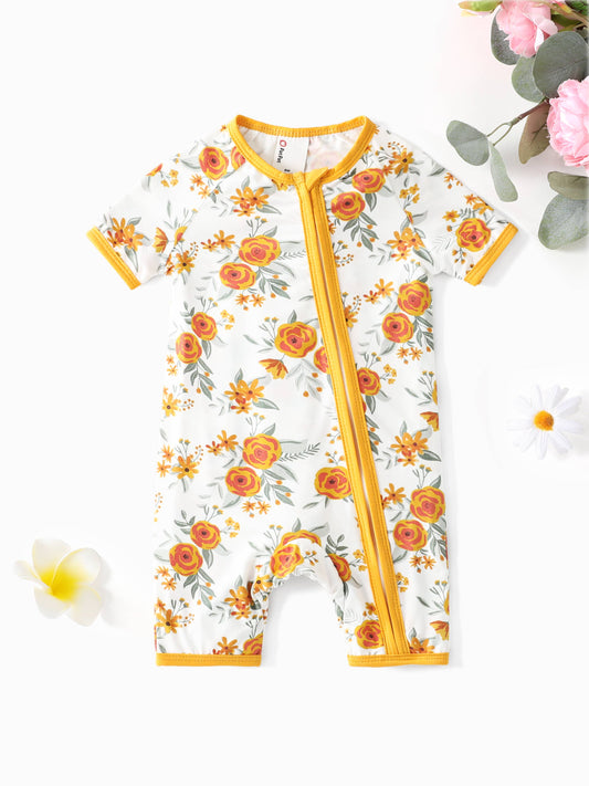 Sweet Bamboo Girl Pajamas Set orange Floral