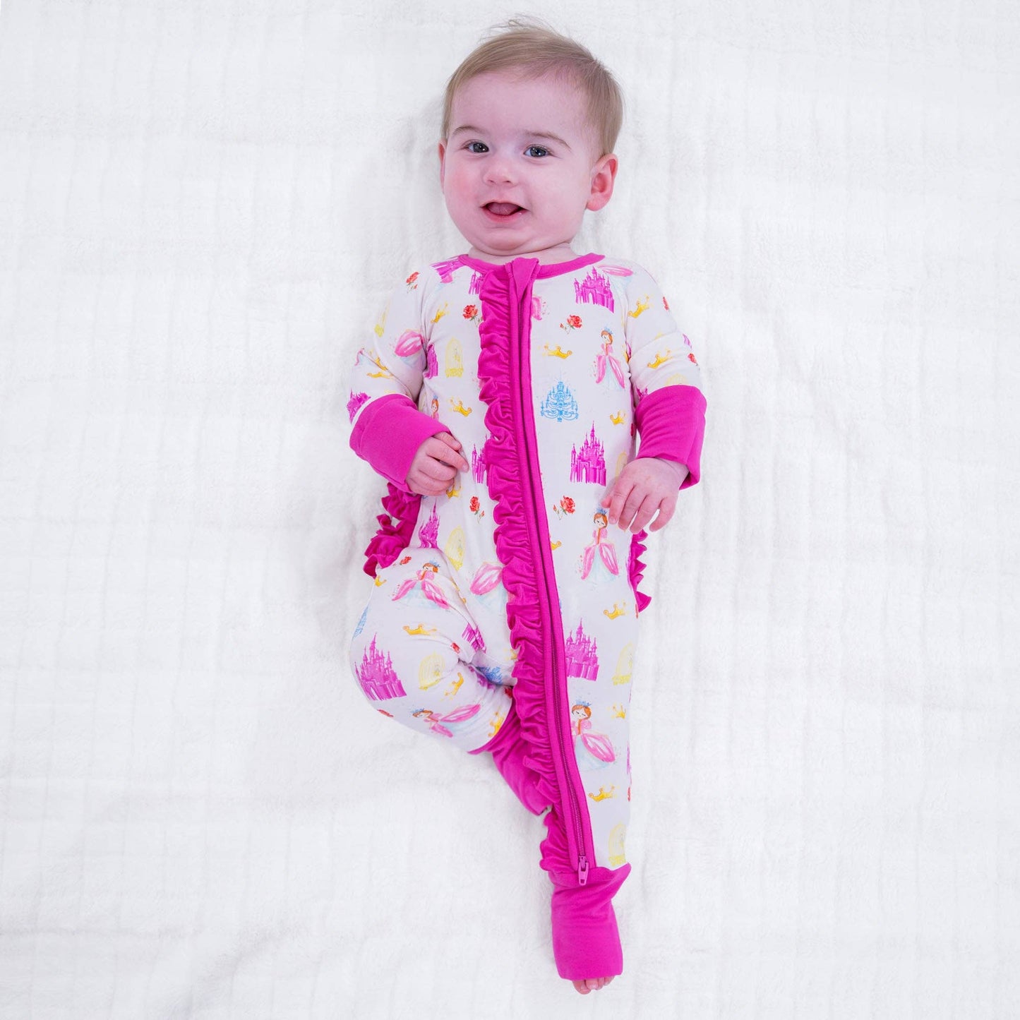 Bamboo Baby Convertible Ruffle Zipper Pajama Tiara Time