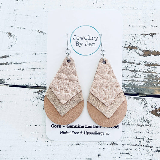 Triple Stacked Teardrop Earrings: Shades of Blush