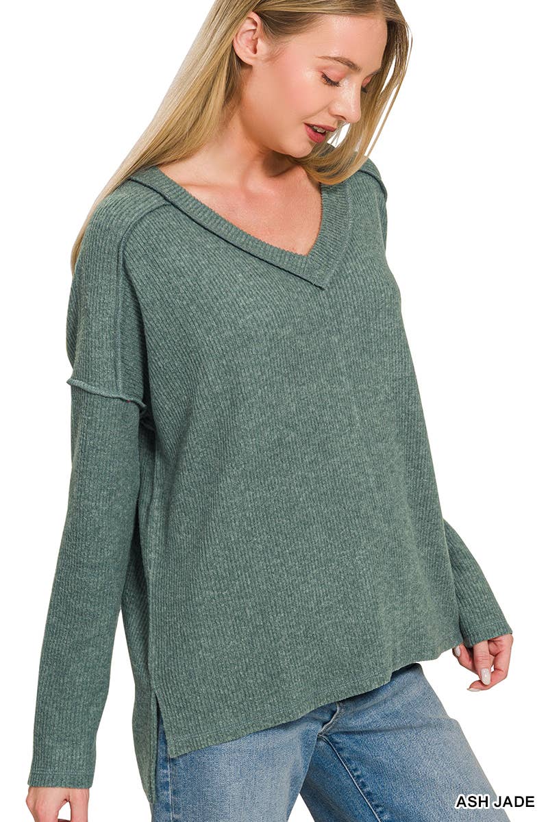 Ash jade Ribbed Hacci top