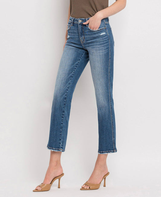 Vervet High rise crop straight jean
