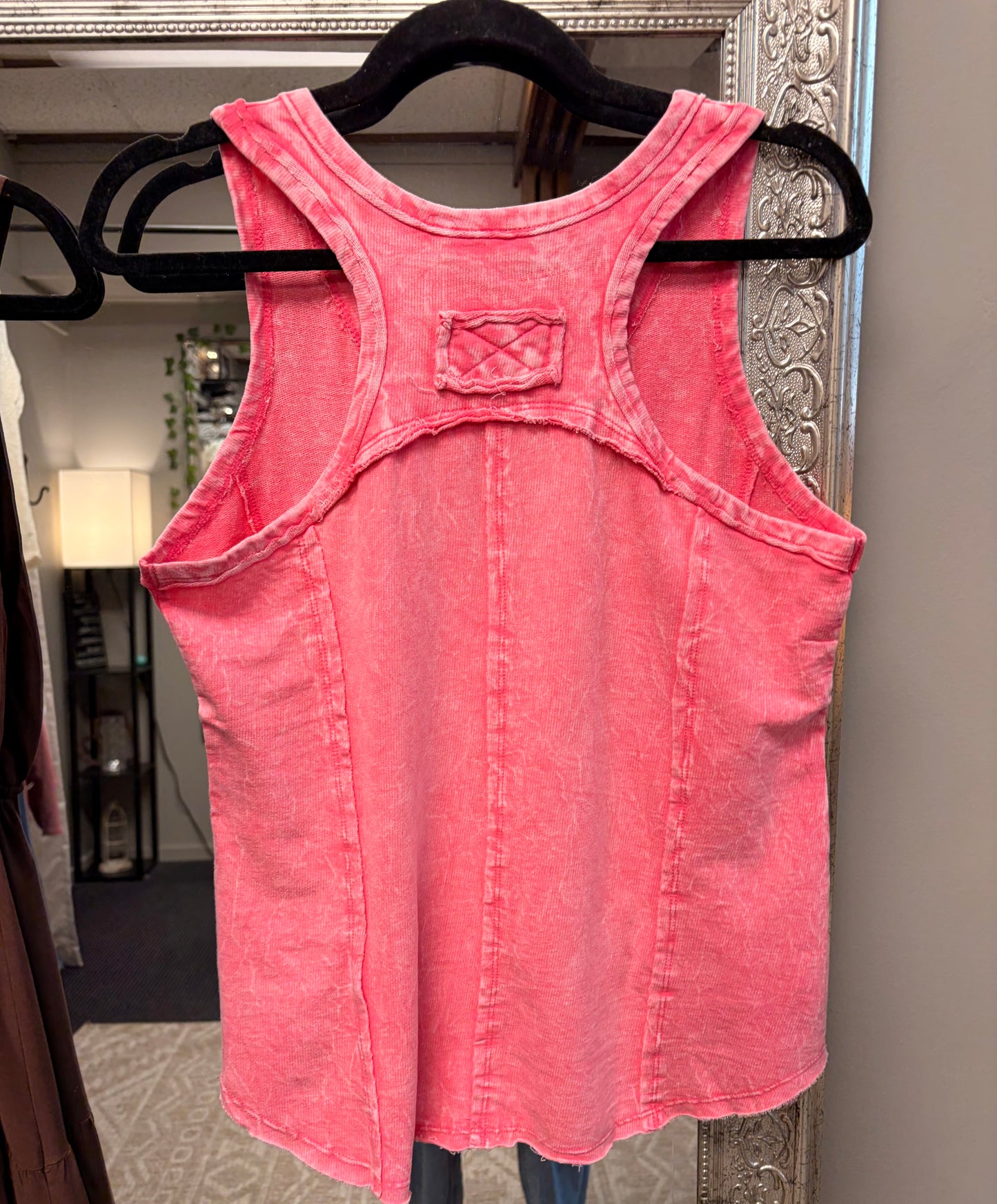 Knit Raw Hem acid wash Racerback tank