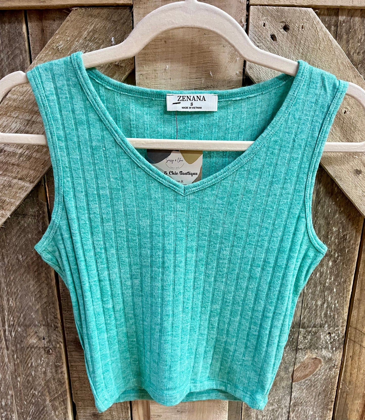 Cropped Ribbed Scoop Neck Tank