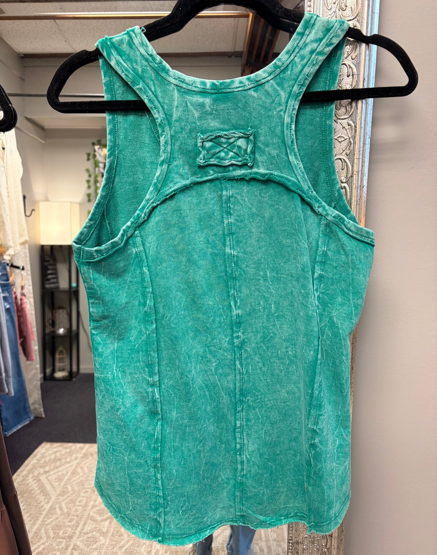 Knit Raw Hem acid wash Racerback tank