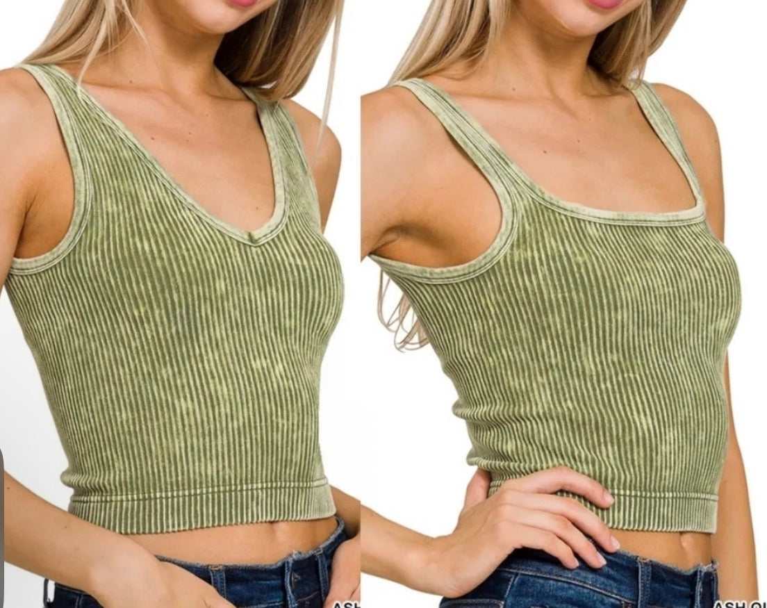 2 way ribbed seamless crop tank